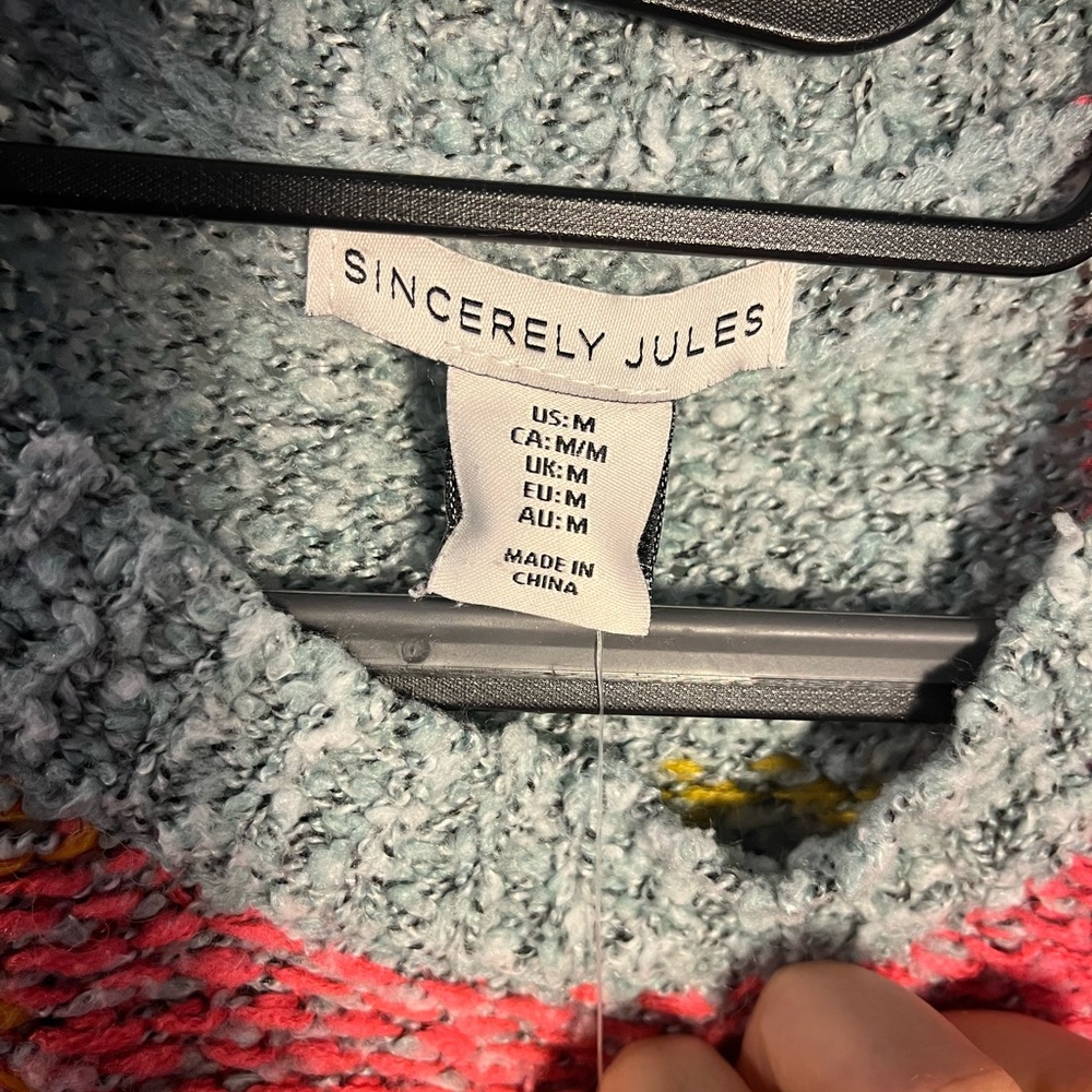 Sincerely Jules Multicolor Patchwork Sweater crop… - image 4